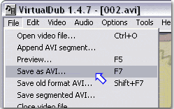 VirtualDub. Варианты сохранения AVI файла