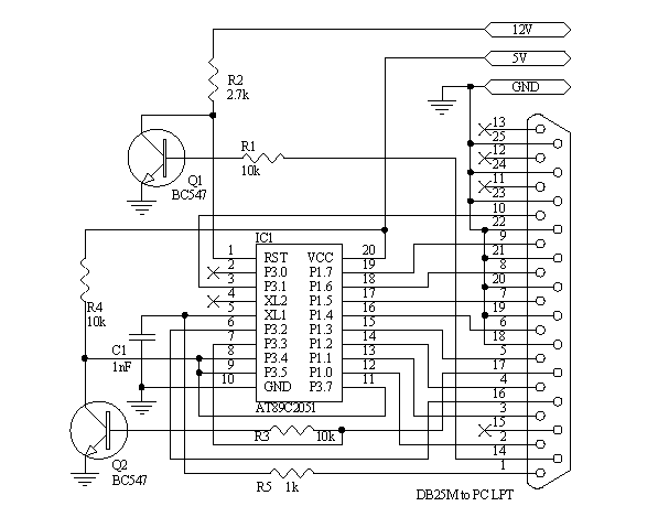 Programmateur simple pour AT89C2051. Circuit programmateur
