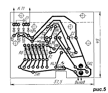 Adattatore stabilizzato da non stabilizzato. Il circuito stampato dell'alimentatore stabilizzato con tensione di uscita commutabile