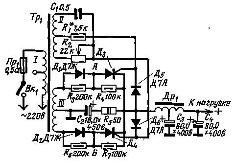 Thyristor rectifier with adjustable output voltage