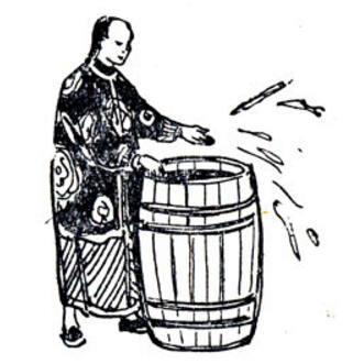 Фокус Появление бочки с водой